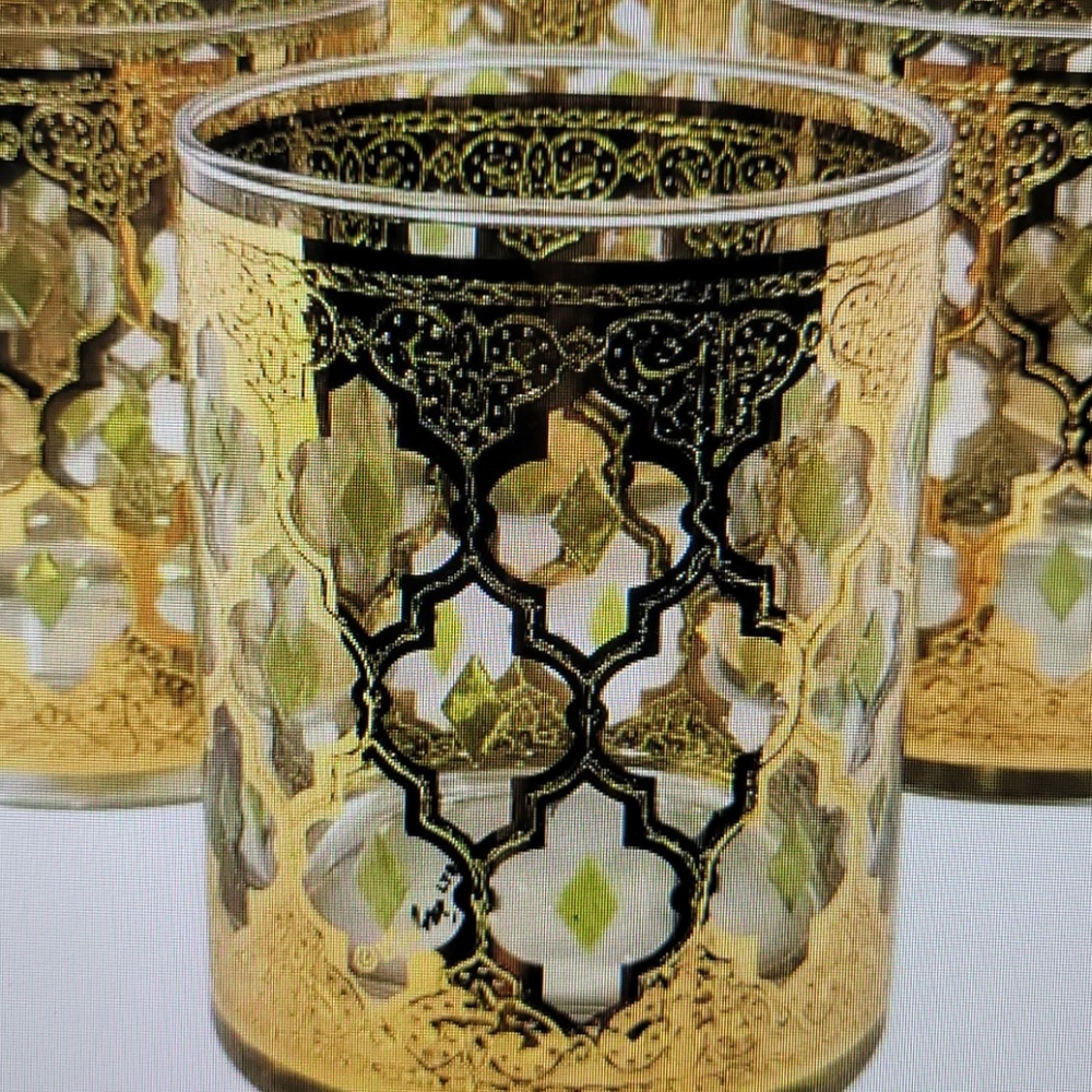 CULVER VALENCIA 22K GOLD GLASSWARE SET 6 SIX MCM